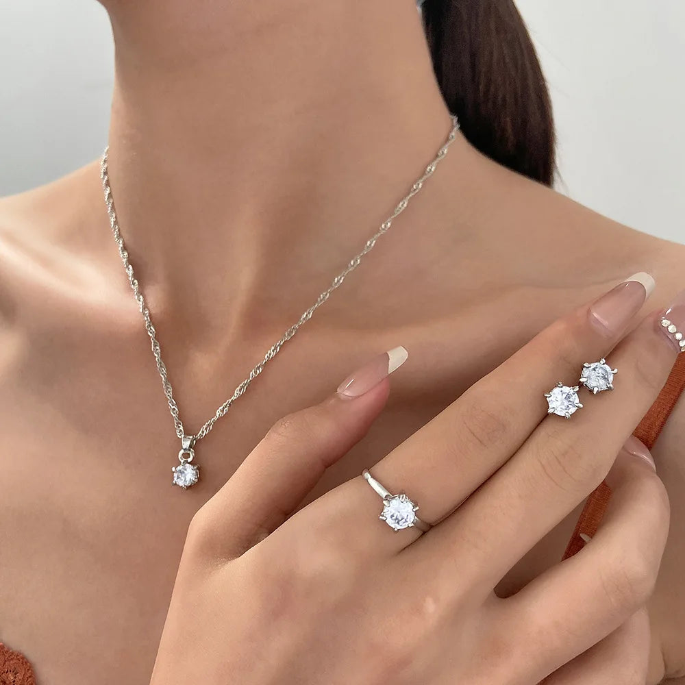 5-Piece Elegant Cubic Zirconia Jewelry Set for Women