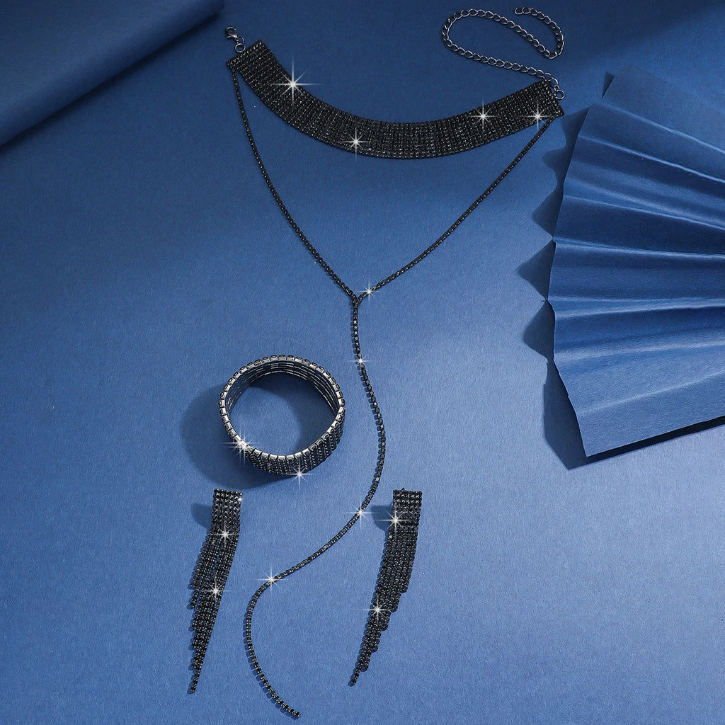 Luxurious Minimalist Tassel Necklace & Earrings Jewelry Set