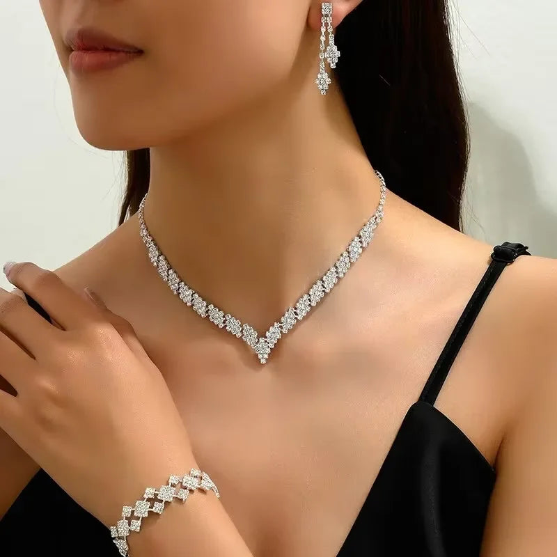Elegant 4-Piece Claw Chain Wedding Jewelry Set
