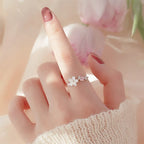 Sparkling Cubic Zirconia Floral Adjustable Ring