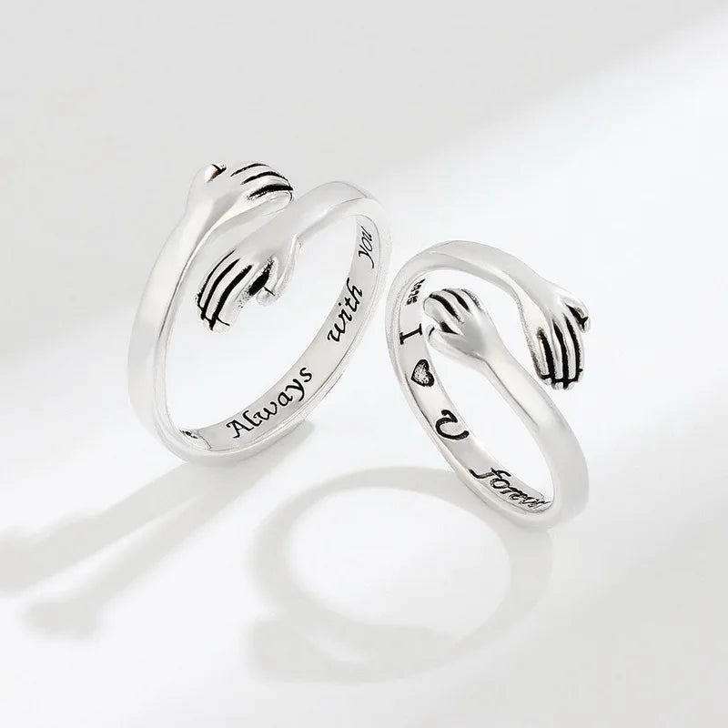 Adjustable Hugging Hands Romantic Promise Ring
