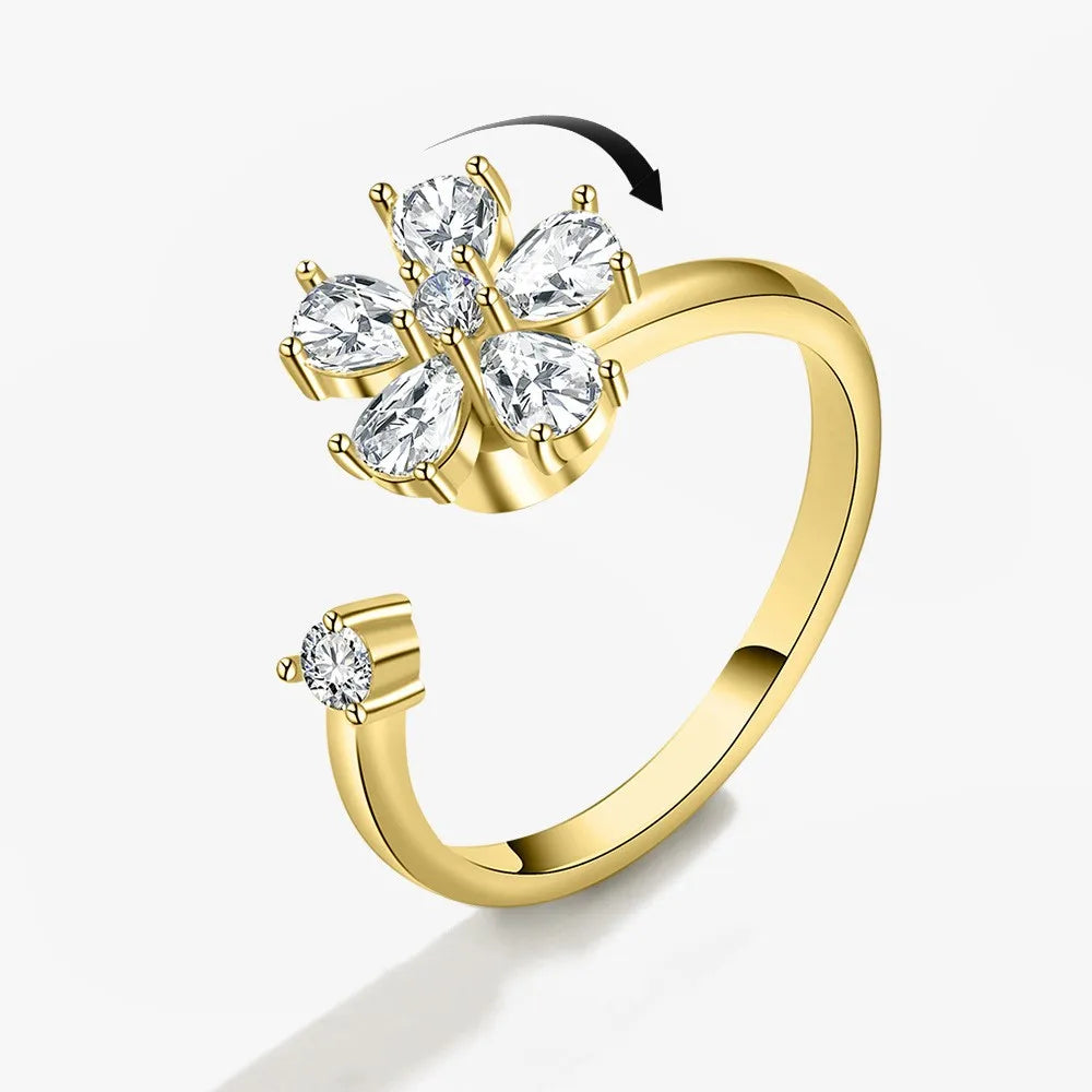 Adjustable Crystal Fidget Spinner Anxiety Ring