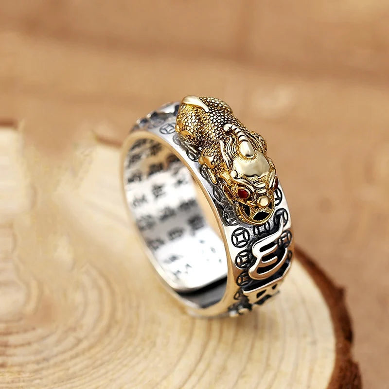 Adjustable Feng Shui Pixiu Wealth Amulet Ring