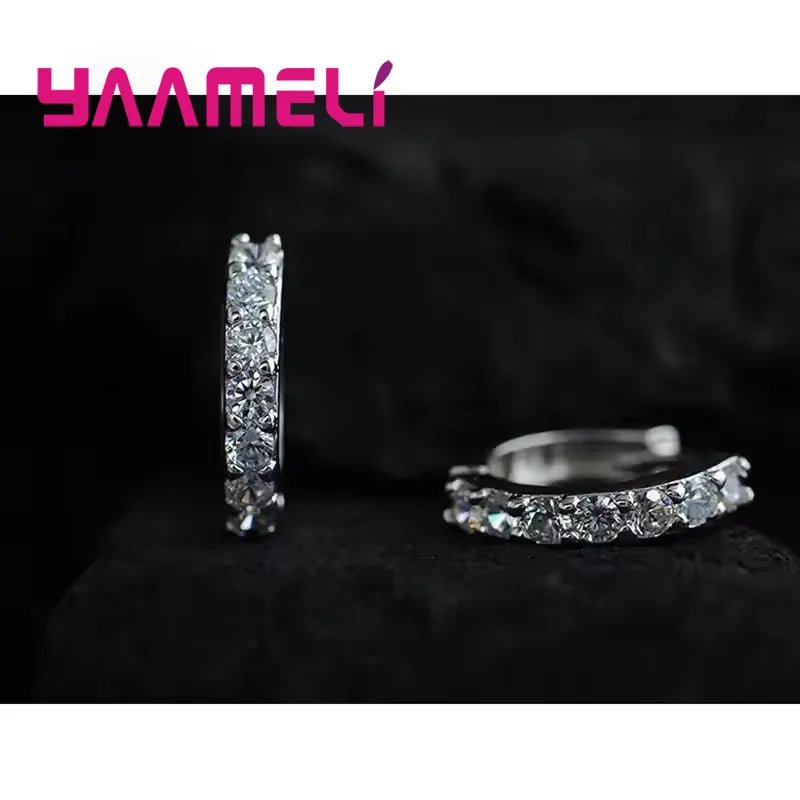 925 Sterling Silver Cubic Zirconia Hoop Earrings