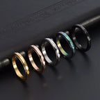 3mm Thin Faceted Stainless Steel Spinner Ring for Women