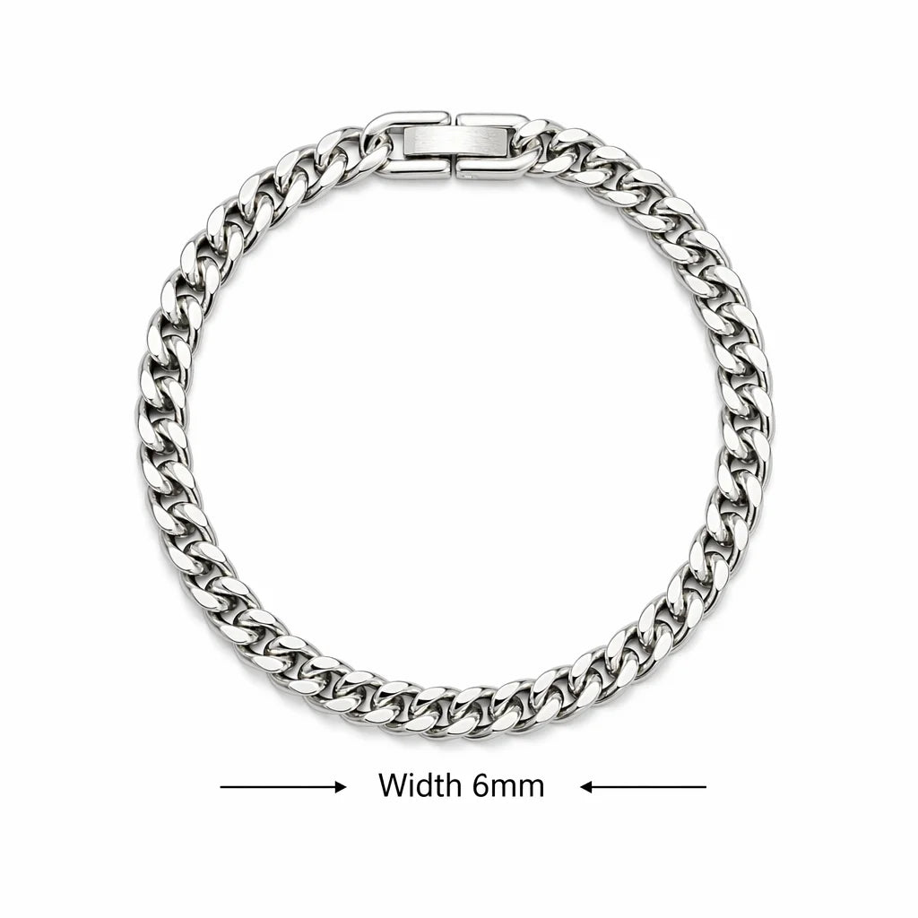 Classic Stainless Steel Cuban Link Bracelet for Men & Women