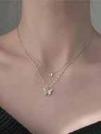Sparkling Double Layer Butterfly Necklace