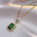 4-Piece Square Rhinestone Necklace, Earrings & Ring Set