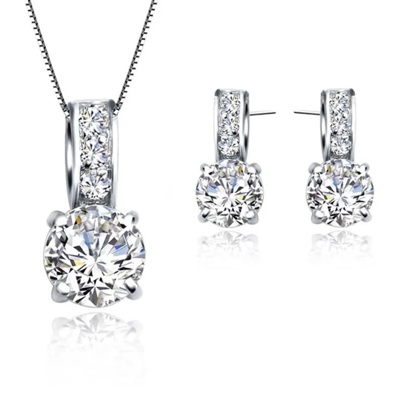 925 Sterling Silver Bridal Jewelry Set with Cubic Zirconia