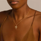 Sparkling Stainless Steel Rotatable Crown Cross Necklace