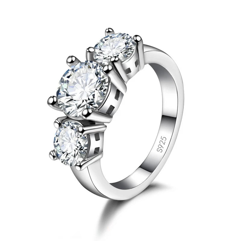 925 Sterling Silver 3-Stone Cubic Zirconia Promise Ring