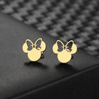 Stainless Steel Cute Bow Mouse Stud Earrings