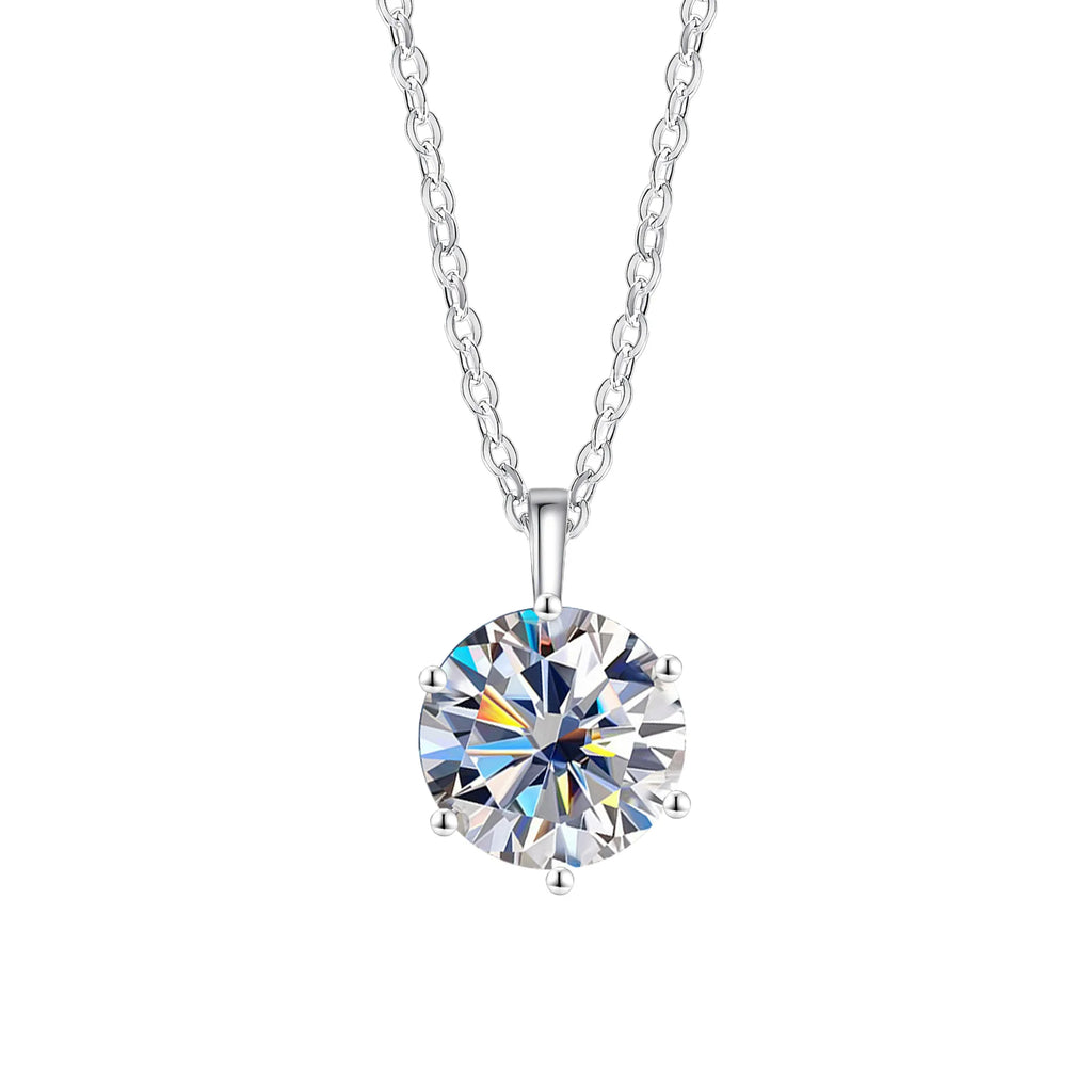 Classic 2ct Moissanite Silver Pendant Necklace