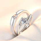 2PCS Matching 925 Sterling Silver Zircon Couple Rings