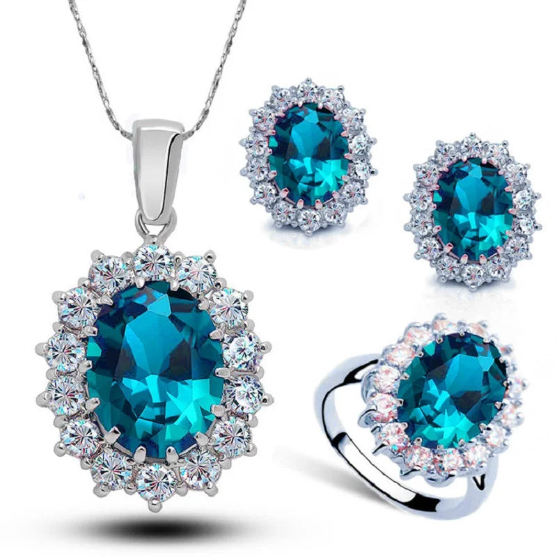 Premium 3-Piece Silver Cubic Zirconia Jewelry Set
