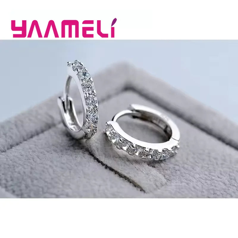 925 Sterling Silver Cubic Zirconia Hoop Earrings