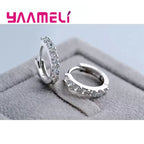 925 Sterling Silver Cubic Zirconia Hoop Earrings