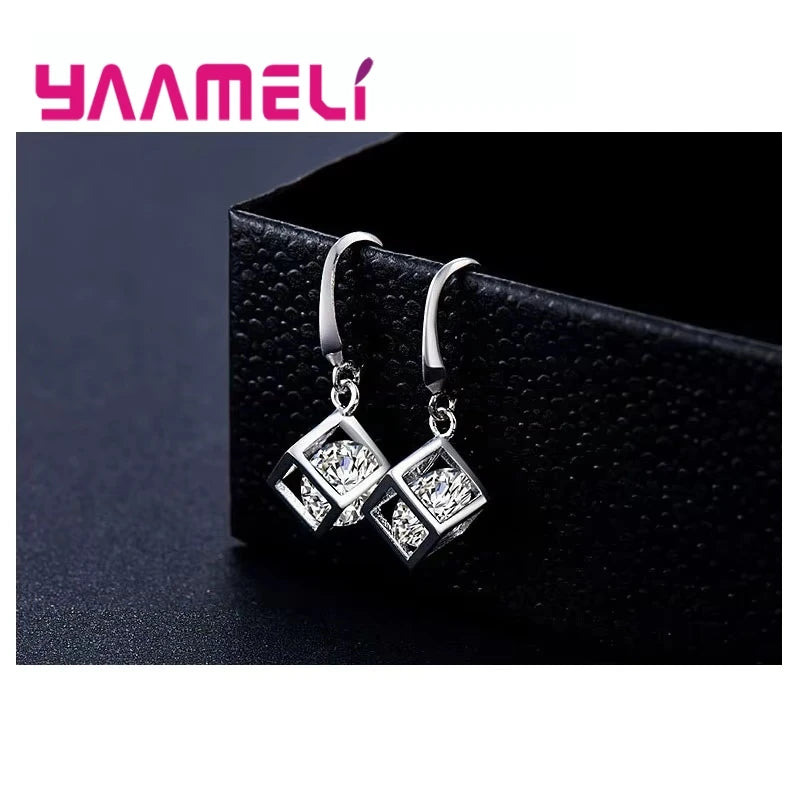 925 Sterling Silver Square Cubic Zirconia Jewelry Set