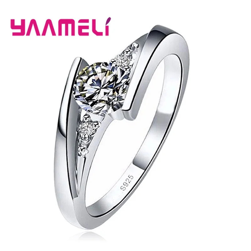 Vintage 925 Silver Plated Round Cubic Zirconia Promise Ring