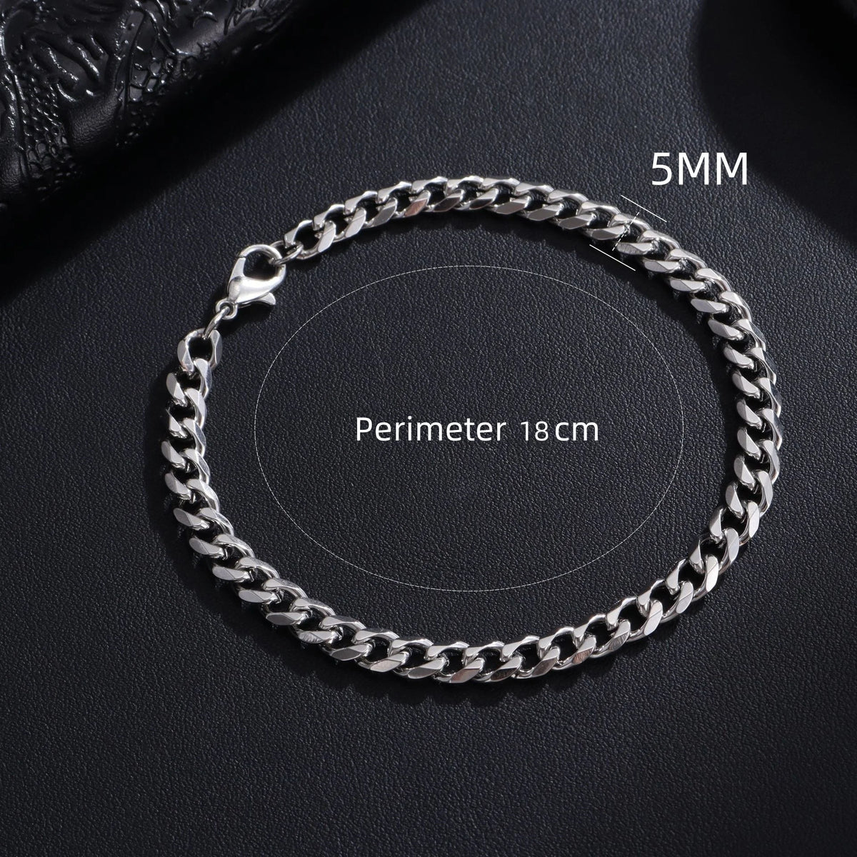 Classic Stainless Steel Cuban Link Bracelet for Men & Women