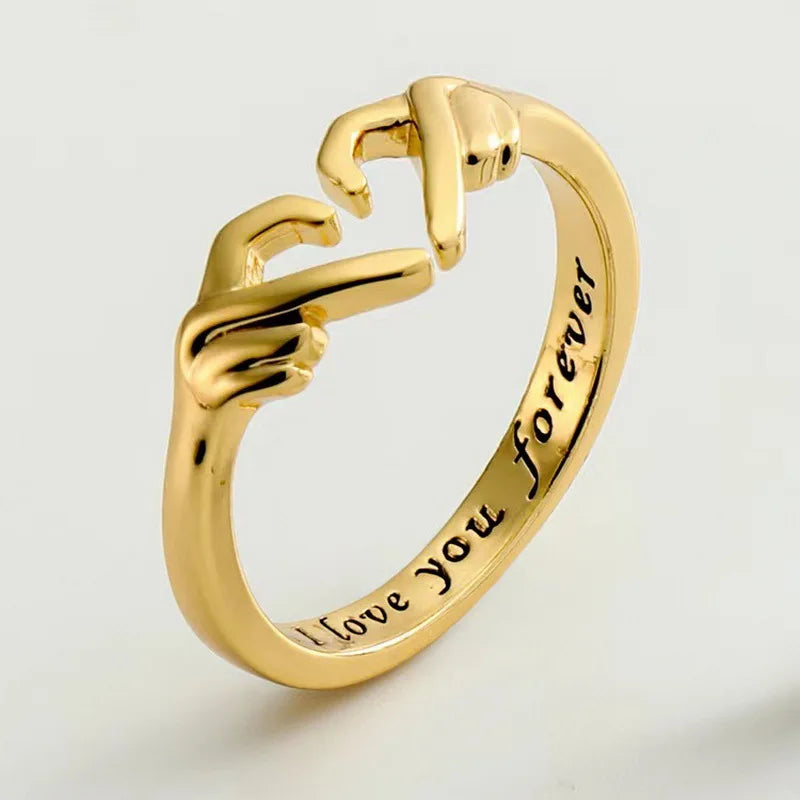 Adjustable Hugging Hands Romantic Promise Ring