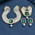 Luxury Faux Pearl & Rhinestone 4-Piece Jewelry Set