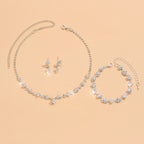 Elegant 4-Piece Floral Necklace, Bracelet & Earrings Set