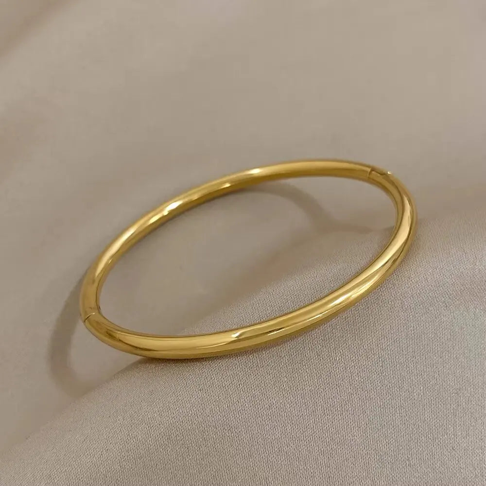 Classic Gold Titanium Zircon Bangle for Women