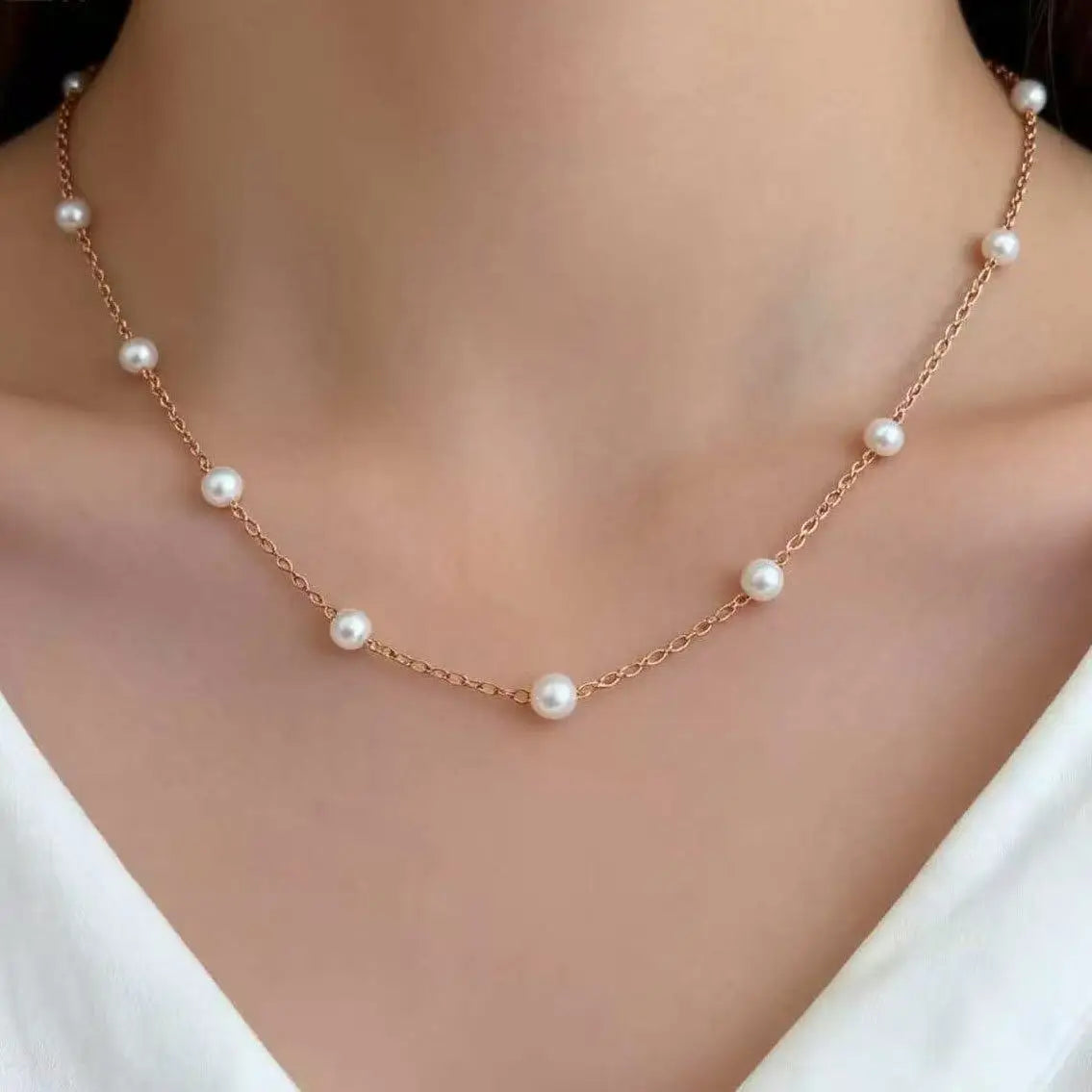 Elegant Double-Layer Pearl Chain Necklace for Women
