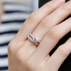 Vintage Halo 925 Sterling Silver Wedding Ring Set