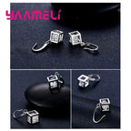 925 Sterling Silver Square Cubic Zirconia Jewelry Set