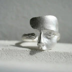 Mystical Mask Face Ring | Adjustable Goth Silver Ring