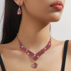 Elegant 3-Piece Rhinestone Teardrop Bridal Jewelry Set