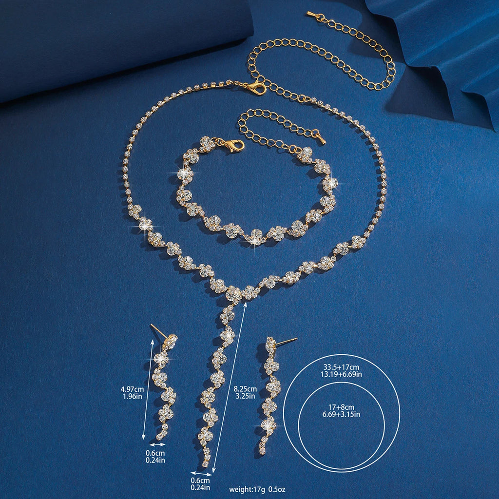 Elegant 4-Piece Geometric Floral Bridal Jewelry Set