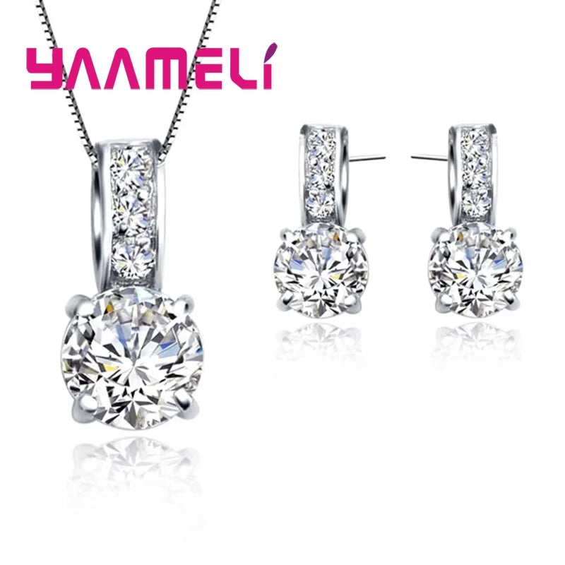 925 Sterling Silver Bridal Jewelry Set with Cubic Zirconia
