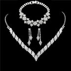 Silver Rhinestone Tassel Bridal Jewelry Set