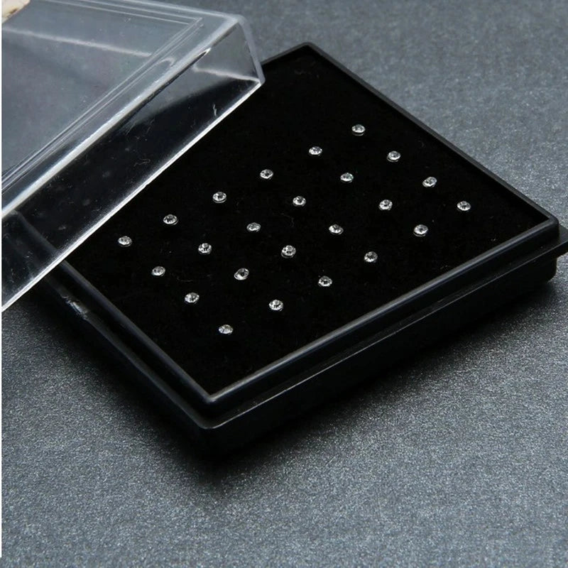 24-Piece Surgical Steel Crystal Nose Studs Set