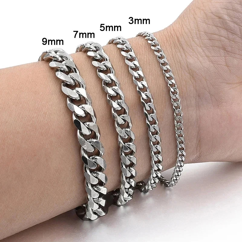 Classic Stainless Steel Cuban Link Bracelet for Men & Women