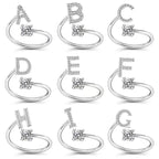 Sparkling Zircon Initial Ring | Adjustable Letter Ring