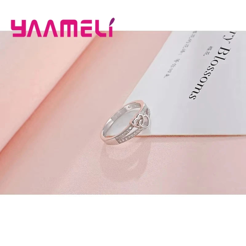Vintage 925 Sterling Silver Cubic Zirconia Heart Ring