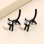 Cute Black Cat Stud Earrings for Women