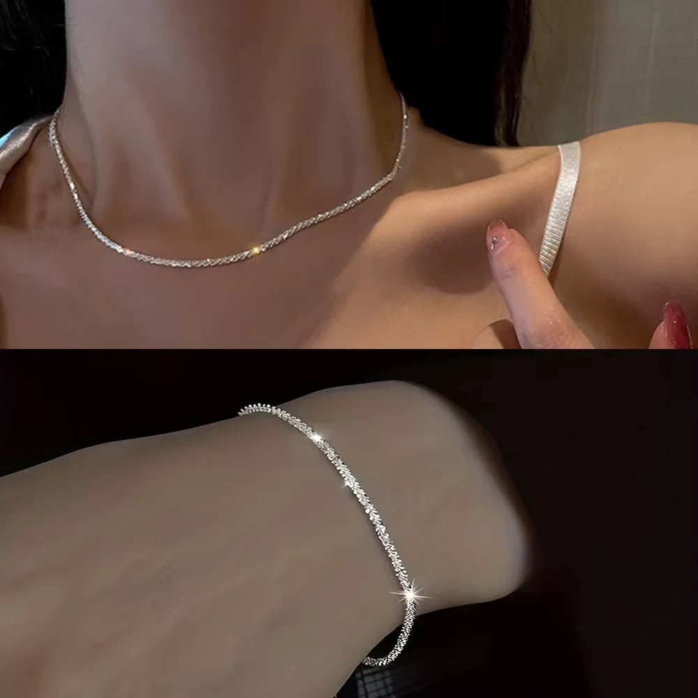 Minimalist Silver Starry Sky Jewelry Set for Women