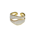 Vintage White Enamel Geometric Ring | Adjustable Fit
