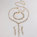 Elegant 4-Piece Geometric Floral Bridal Jewelry Set