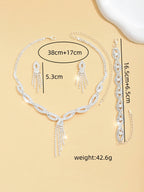 Elegant 4-Piece Hollow Tassel Bridal Jewelry Set
