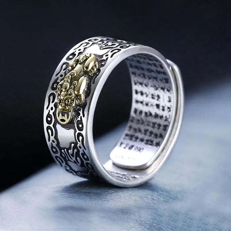 Adjustable Feng Shui Pixiu Wealth Amulet Ring