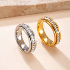 Stainless Steel CZ Gemstone Anxiety Spinner Ring