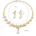 Elegant Vintage Pearl Necklace & Earrings Jewelry Set
