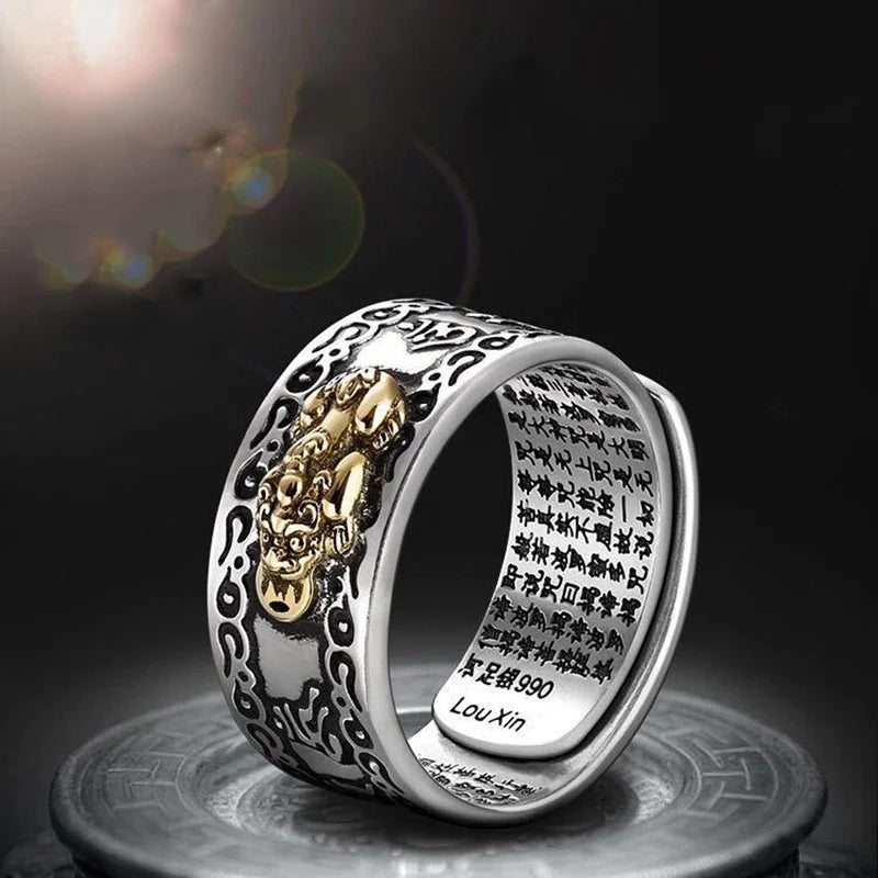 Adjustable Feng Shui Pixiu Wealth Amulet Ring
