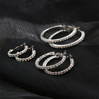 Sparkling Gold Rhinestone Hoop Earrings Set (3 Pairs)